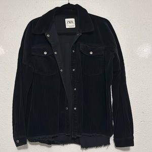 Zara Black Corduroy Shirt Jacket